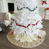 Handmade Christmas Tree Skirt - Hand Beaded Metallic Starburst on French Vanilla Silk - 60"/72" - ARCADIA HOME